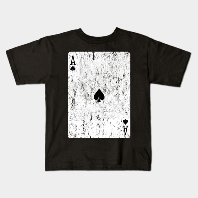 Vintage Ace of Spades Playing Card Kids T-Shirt by vladocar